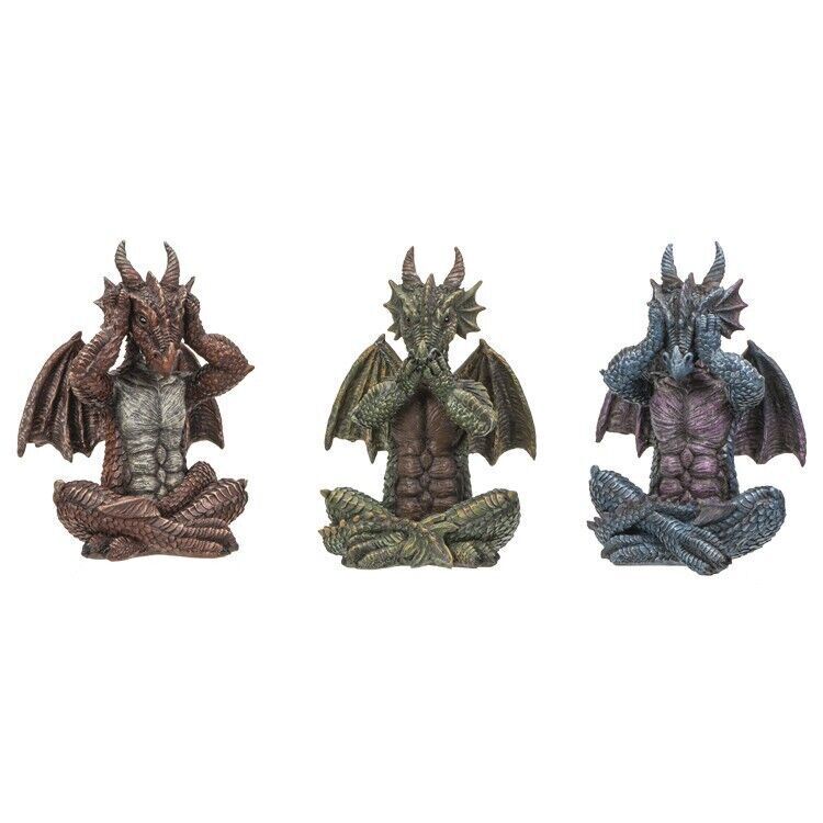 PT Pacific Trading Hear, See and Speak No Evil Dragon Figures Set of 3