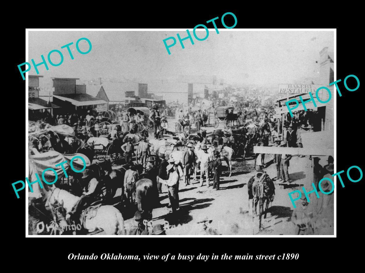 OLD 8x6 HISTORIC PHOTO OF ORLANDO OKLAHOMA THE MAIN STREET & STORES c1890