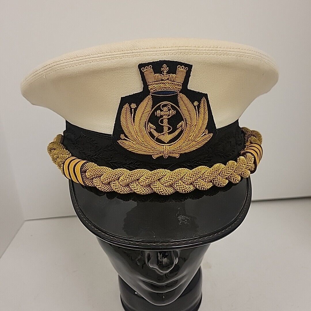 Visor hat Italian Navy Officer original Dress Hat complete sz. 7 1/8 Bancroft
