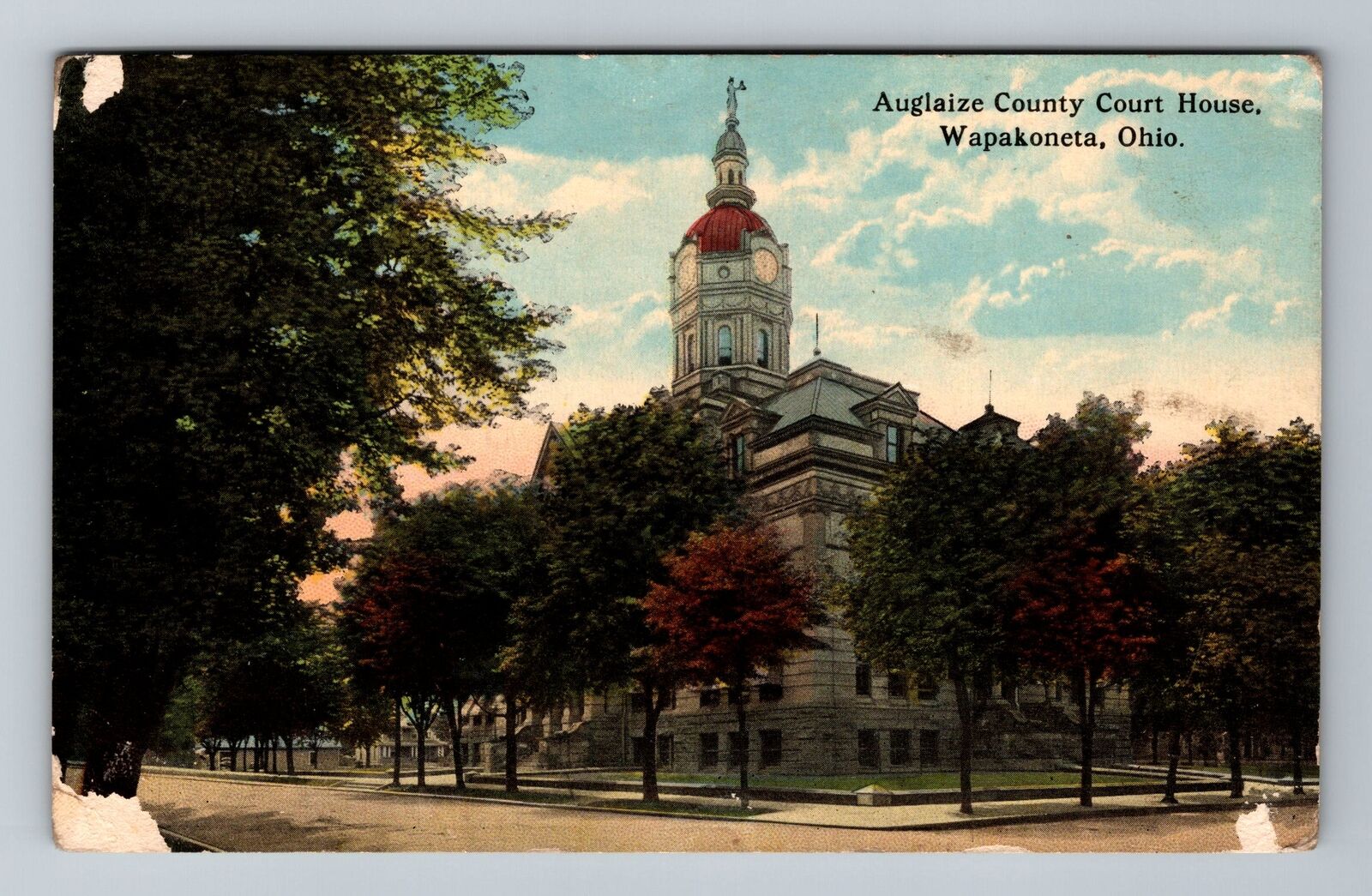 Wapakoneta OH-Ohio, Auglaize County Court House, Vintage Postcard