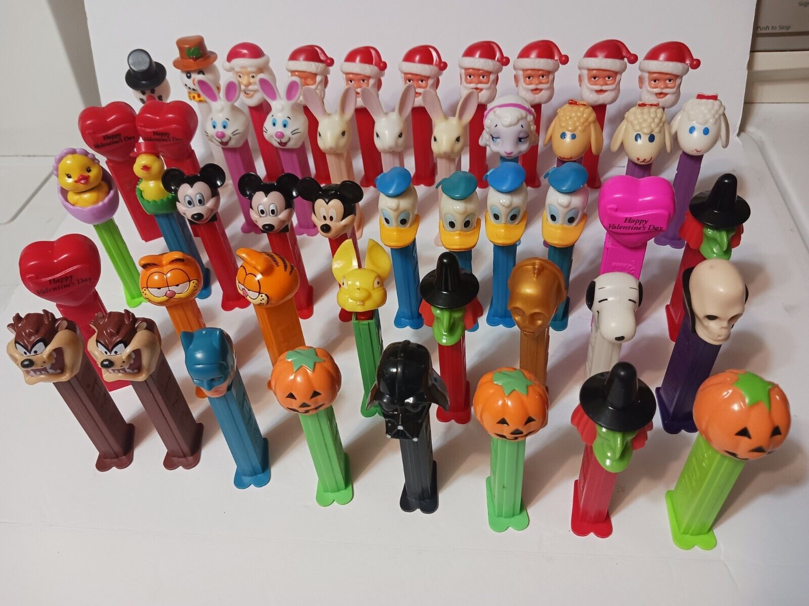 Lot Of 48 Vintage PEZ Dispensers 80s/90s/2000s Taz Halloween Mickey Mouse Others