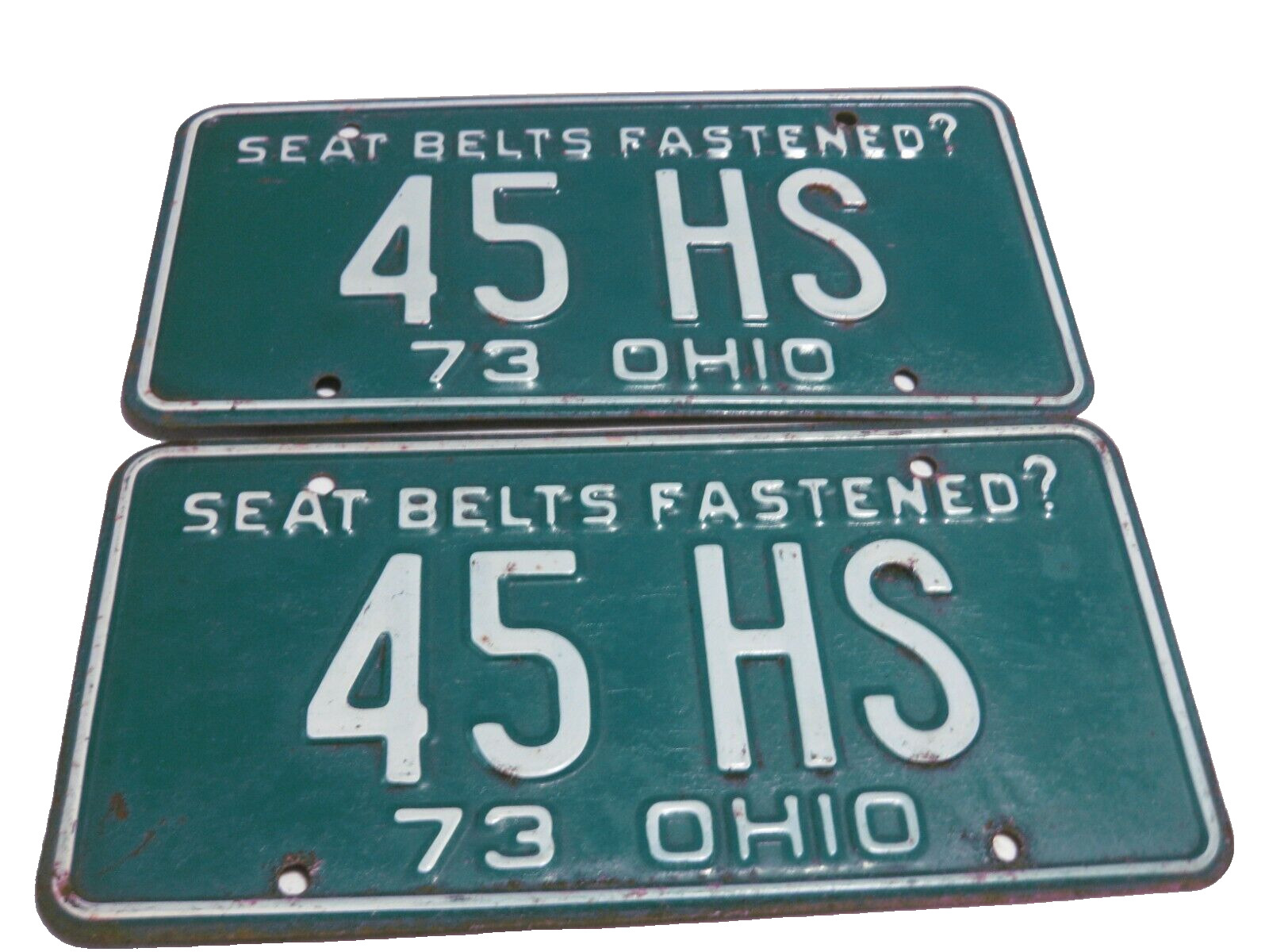 1973 Ohio license plate pair  45 HS