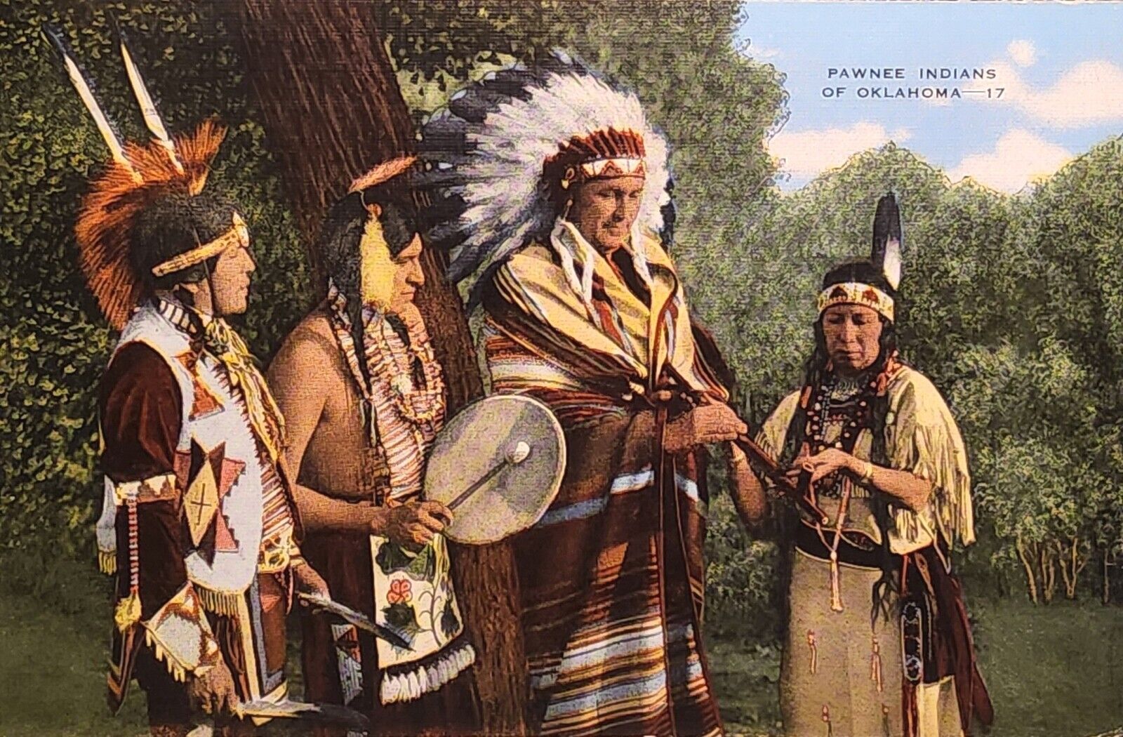 Posted 1949 Linen Picture Postcard ~ Pawnee Indians Of Oklahoma ~ #-4026