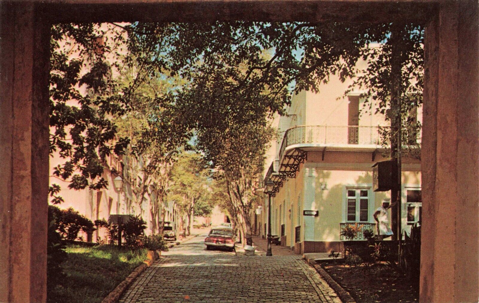 Postcard Street Scene through Old San Juan Gate San Juan Puerto Rico PR VTG