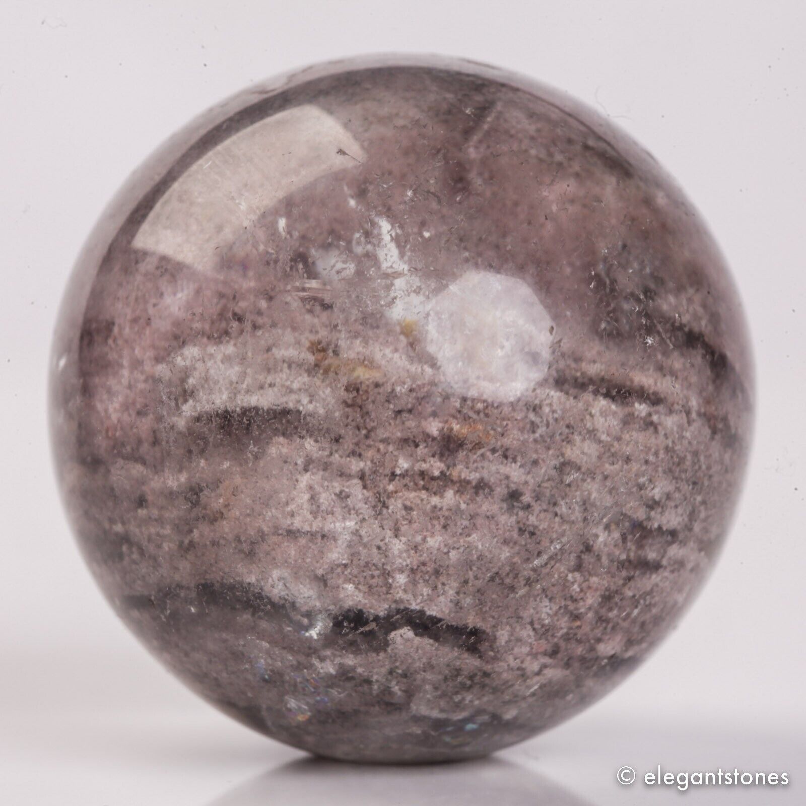 47g32mm Natural Garden/Phantom/Ghost/Lodolite Quartz Crystal Sphere Healing Ball