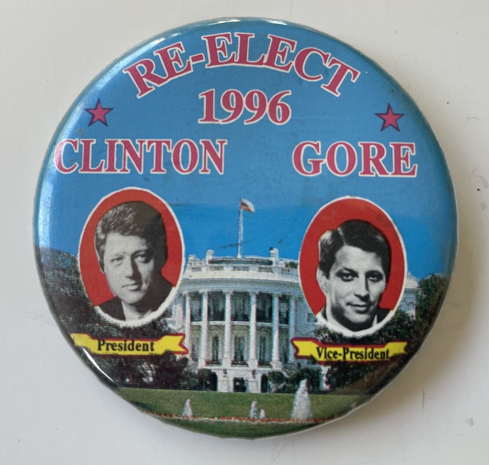 Vintage Re-Elect Clinton/Gore 1996 Pin