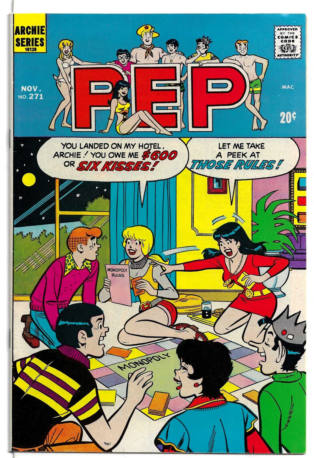 Pep #271 (Archie Series) Nov 1972, Betty, Veronica, Jughead, Reggie (VFN)