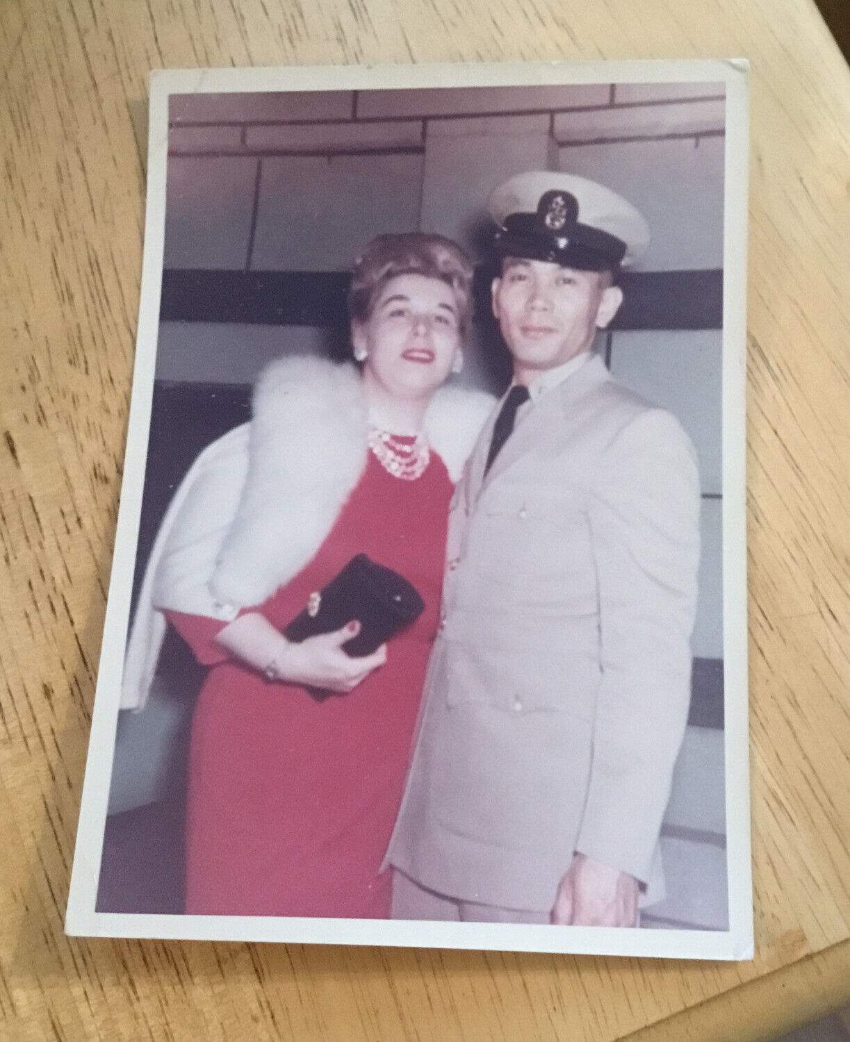 Vintage Photo Military Ball Mixed Marriage Caucasian Asian Fancy Beautiful Pair