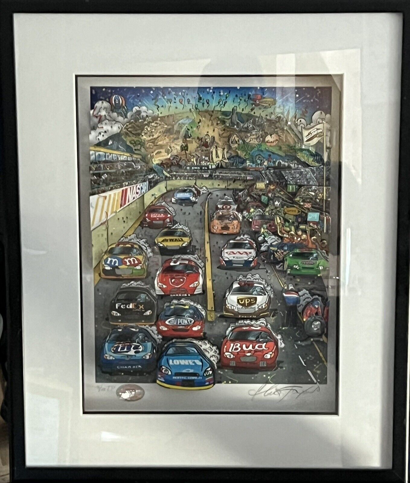 NASCAR Acceleration SUPER RARE Charles Fazzino SIGNED TP 4/15 3D FRAMED Pop Art