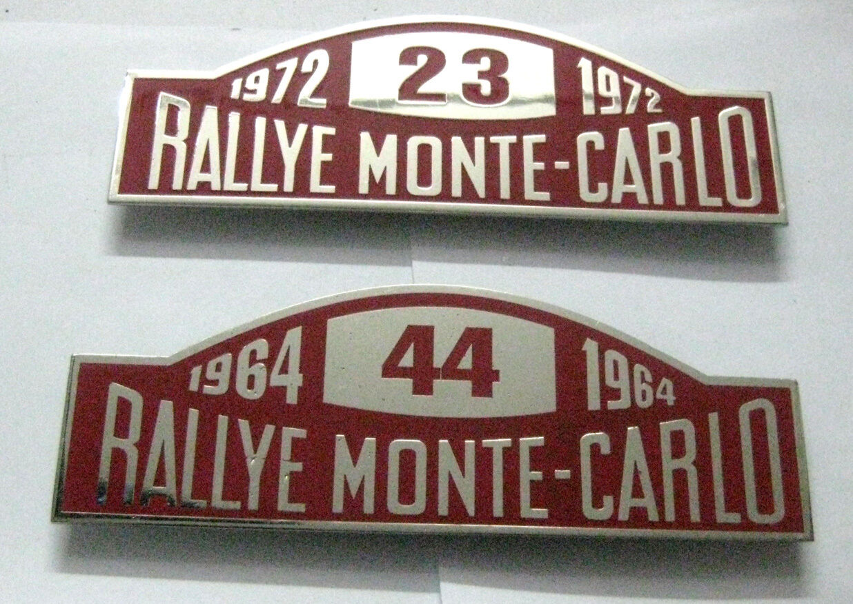 RALLEY MONTE CARLO BADGES 1972, 1964 - SET OF 2PCS CAR GRILL BADGE EMBLEM LOGOS 