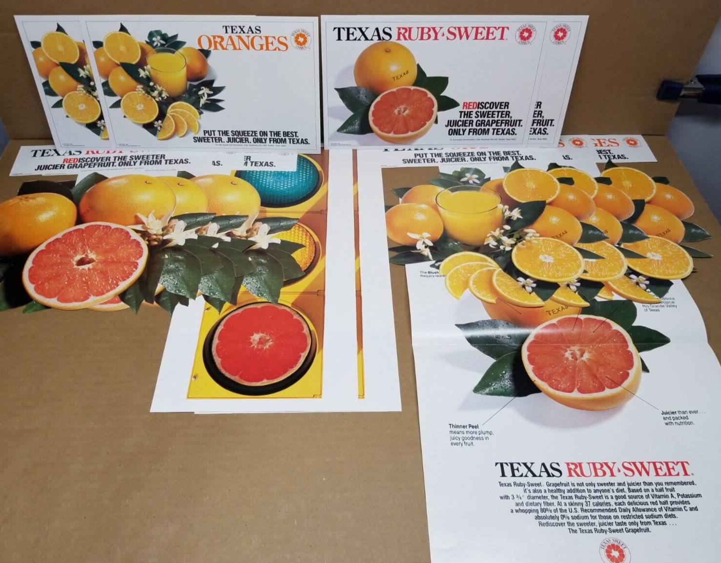 Lot Of Vintage Texas Sweet Citrus Advertising Material Paper Ephemera Posters
