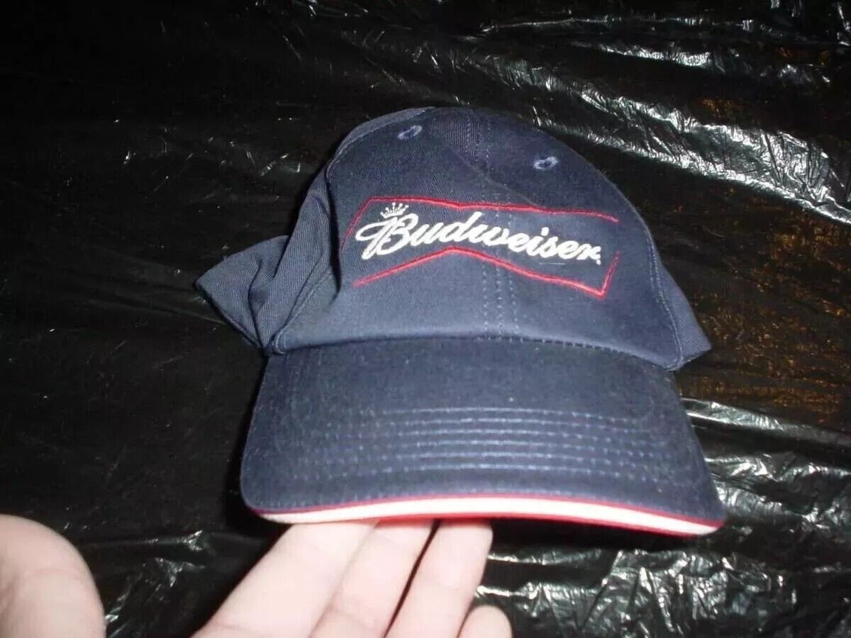 BUDWEISER BUD Beer Logo Vintage VTG 90s RaRe Blue Promo Baseball Hat Cap