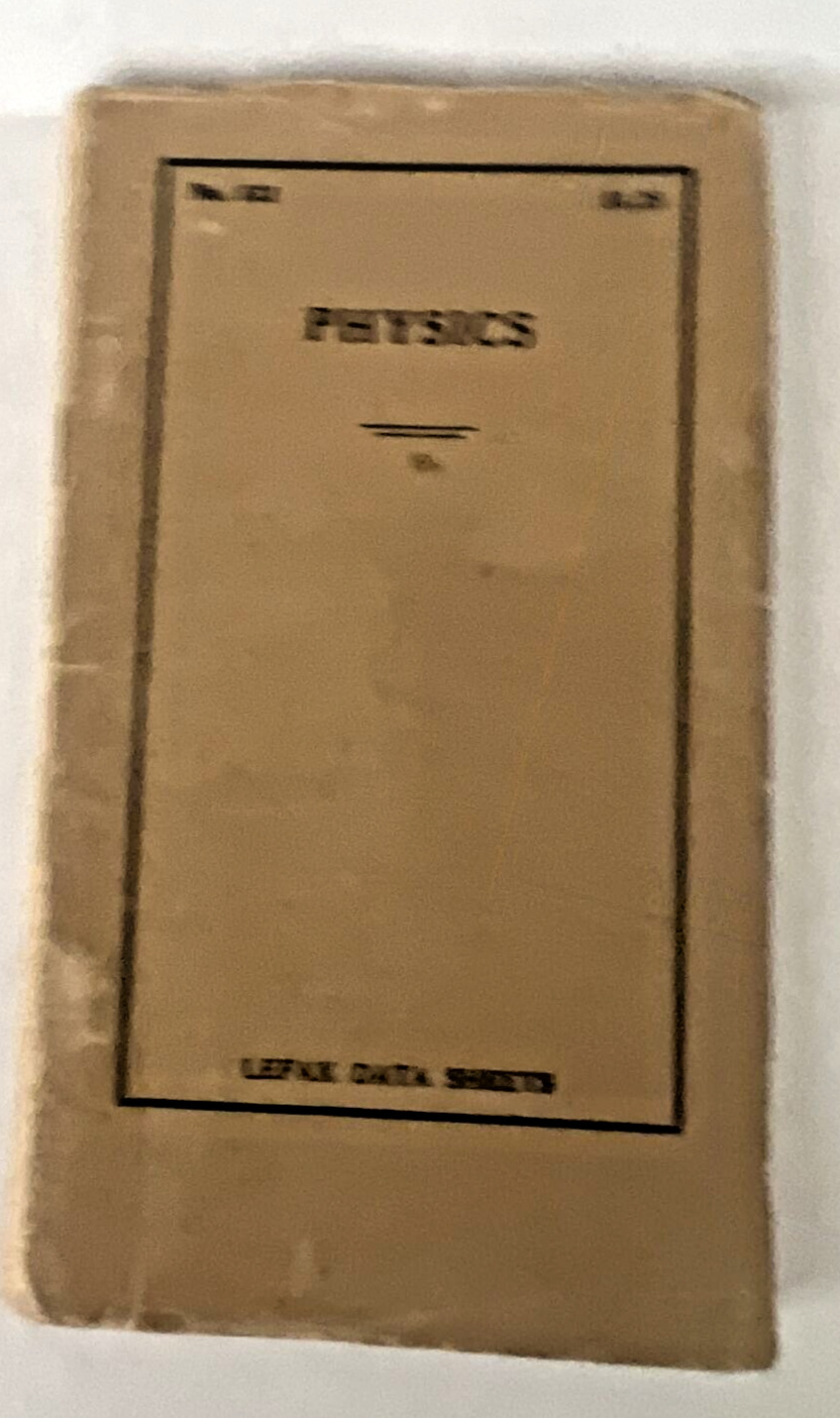 Vintage 1952 PHYSICS LEFAX Pocket Size Data Sheets No. 632 Booklet EUC