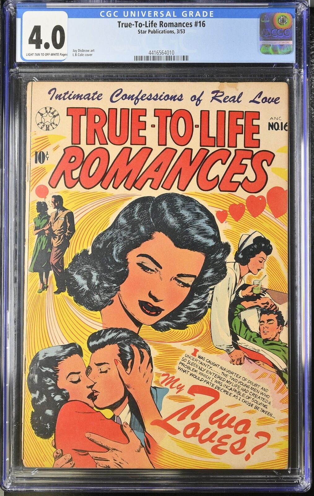 True-To-Life Romances #16 CGC VG 4.0 L.B. Cole Cover Star Publications