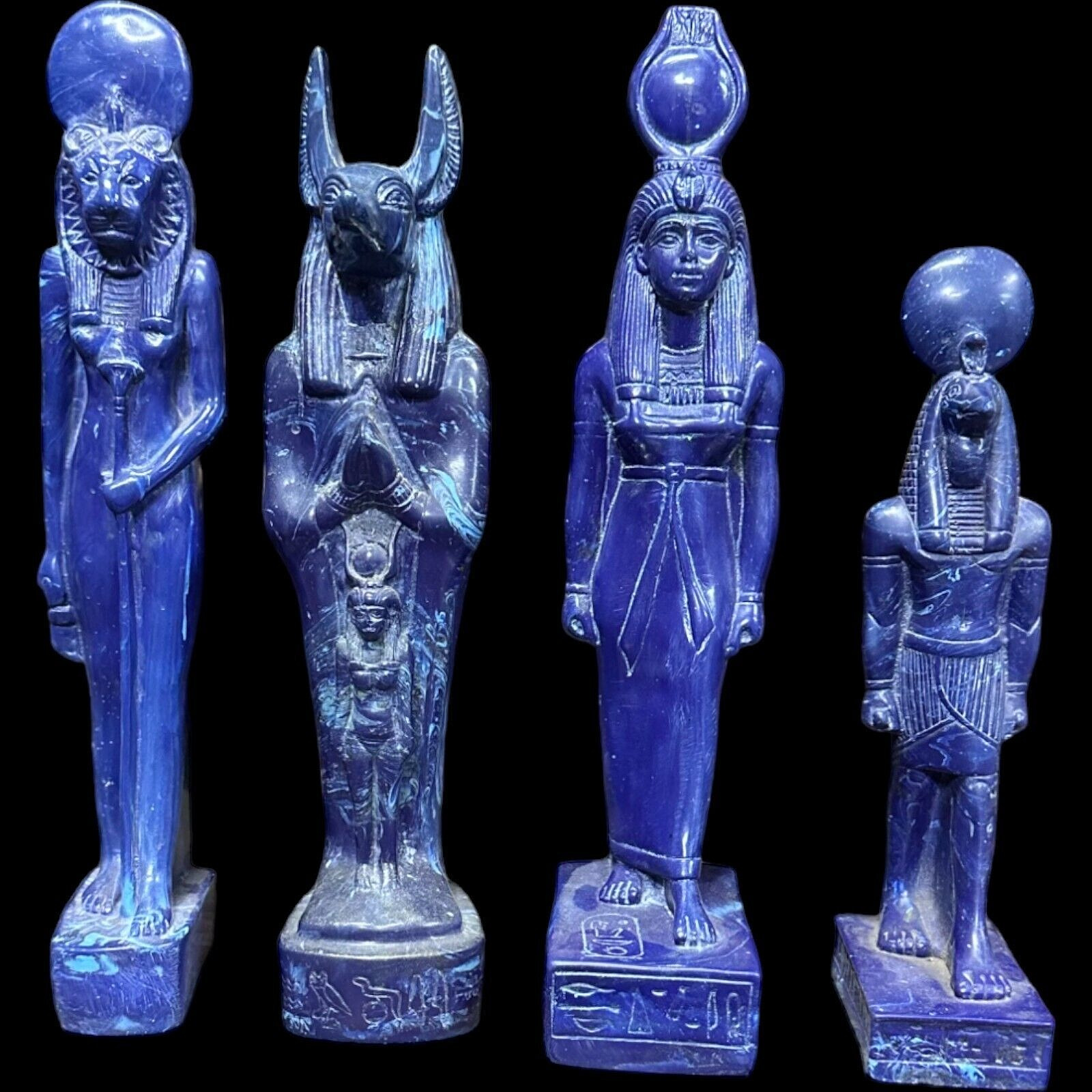 RARE ANCIENT EGYPTIAN ANTIQUES 4 Statues Of God Anubis, Thoth, Isis & Sekhmet BC