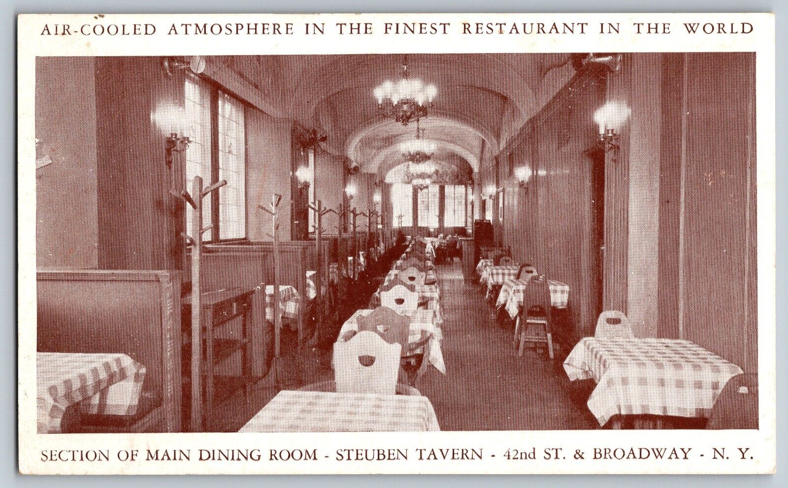 New York NY - Main Dining Room - Steuben Tavern & Broadway - Vintage Postcard