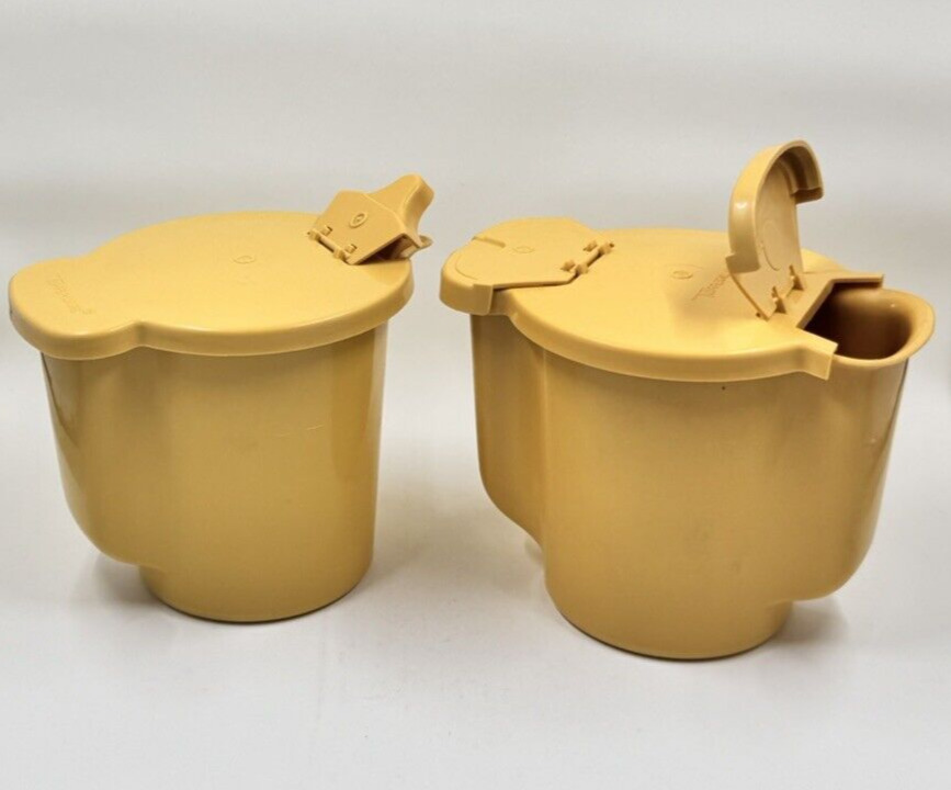 Vintage Tupperware Harvest Gold Yellow Sugar & Creamer with lids 574-12 & 577-10