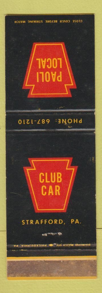 Matchbook Cover - Club Car Strafford PA WEAR