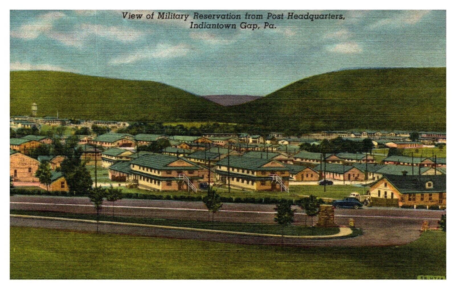 Indiantown Gap PA Military Reservation from Post Headquarters Linen Postcard