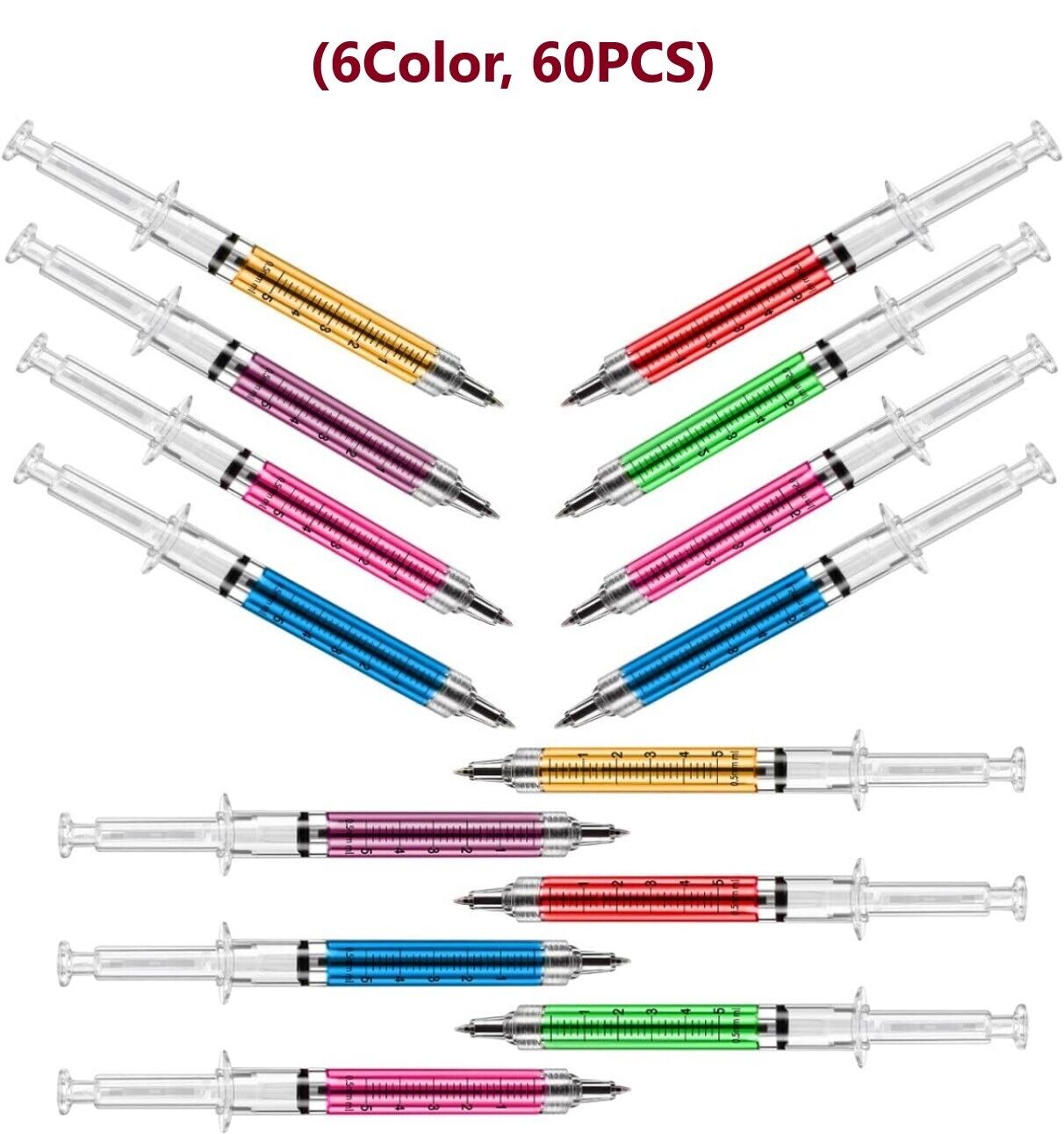 NEW Lot of 60 Syringe Shape Pens Ball Point Pen Hospital Nurse Novelty