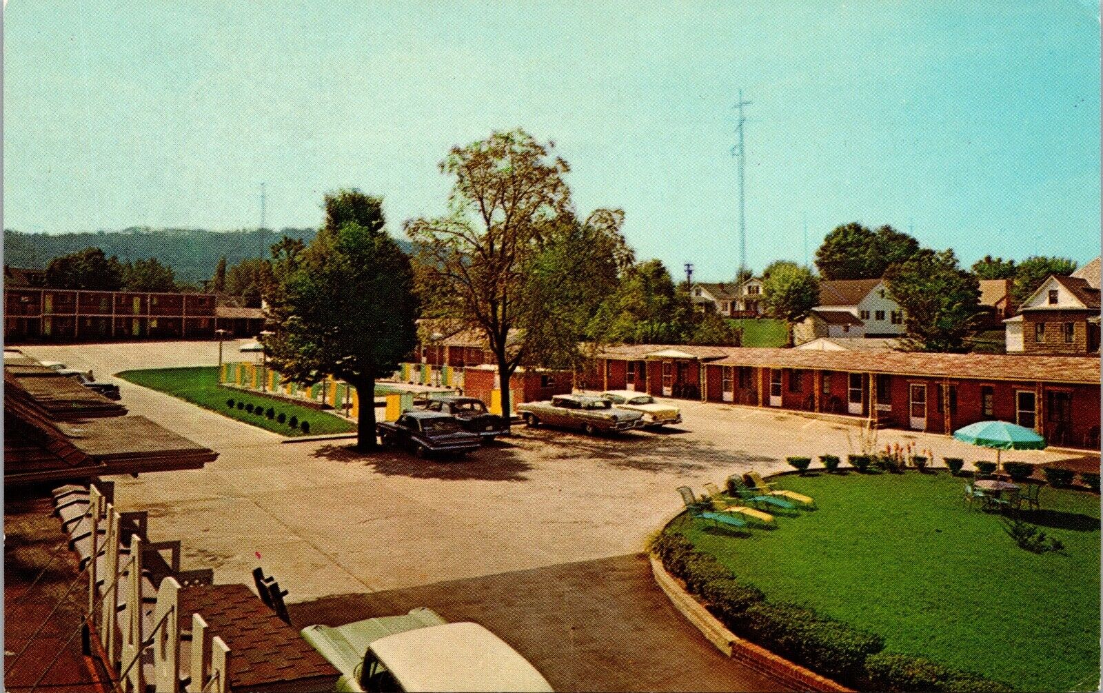 Acropolis Motel Restaurant 1950\'s 60\'s Cars Maryland Chrome Postcard 9B