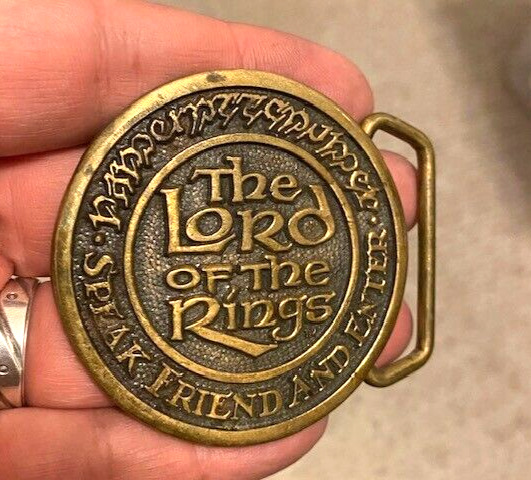 Vintage 1979 Lord of The Rings JRR Tolkien Hobbit Movie Brass Belt Buckle