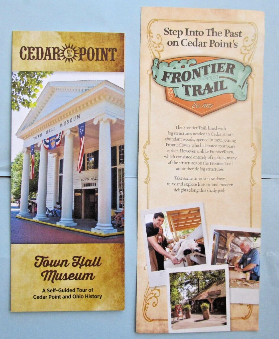 2016 ~ Two Cedar Point Amusement Park Brochure Guides ~ Town Hall Museum & Trail