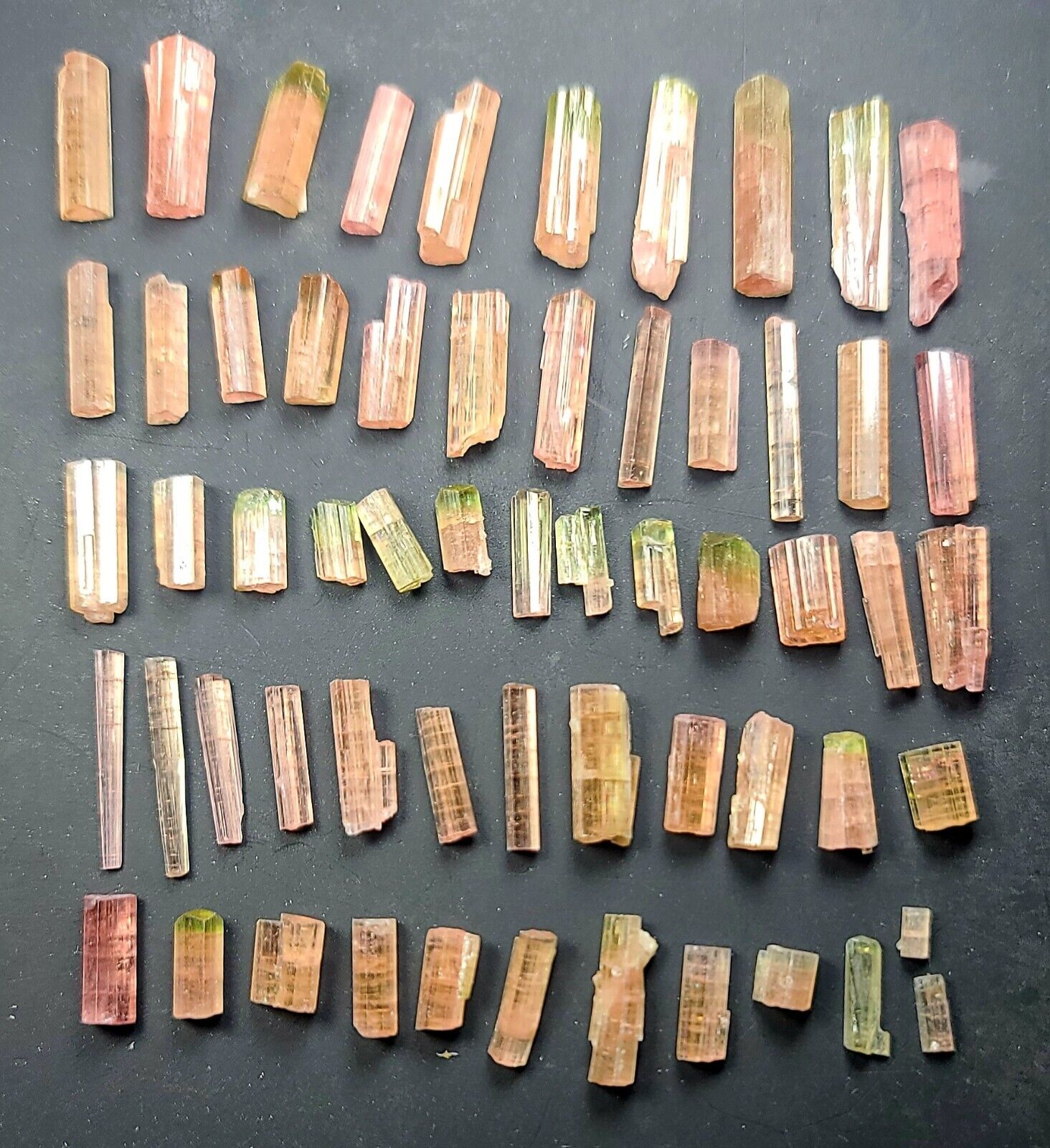 100 Carat Tourmaline Bi Color D,Terminatde Crystals Lot From Paprok Norsitan Afg