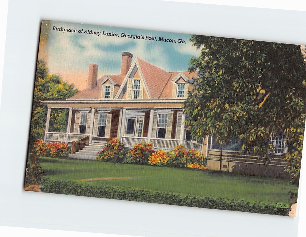 Postcard Birthplace of Sidney Lanier Georgias Poet Macon Georgia USA