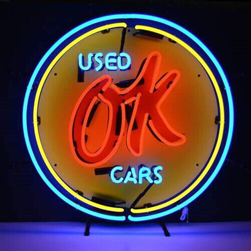 OK USED CARS Neon Sign Garage Vintage Style Man Cave Decor Lamp 19\