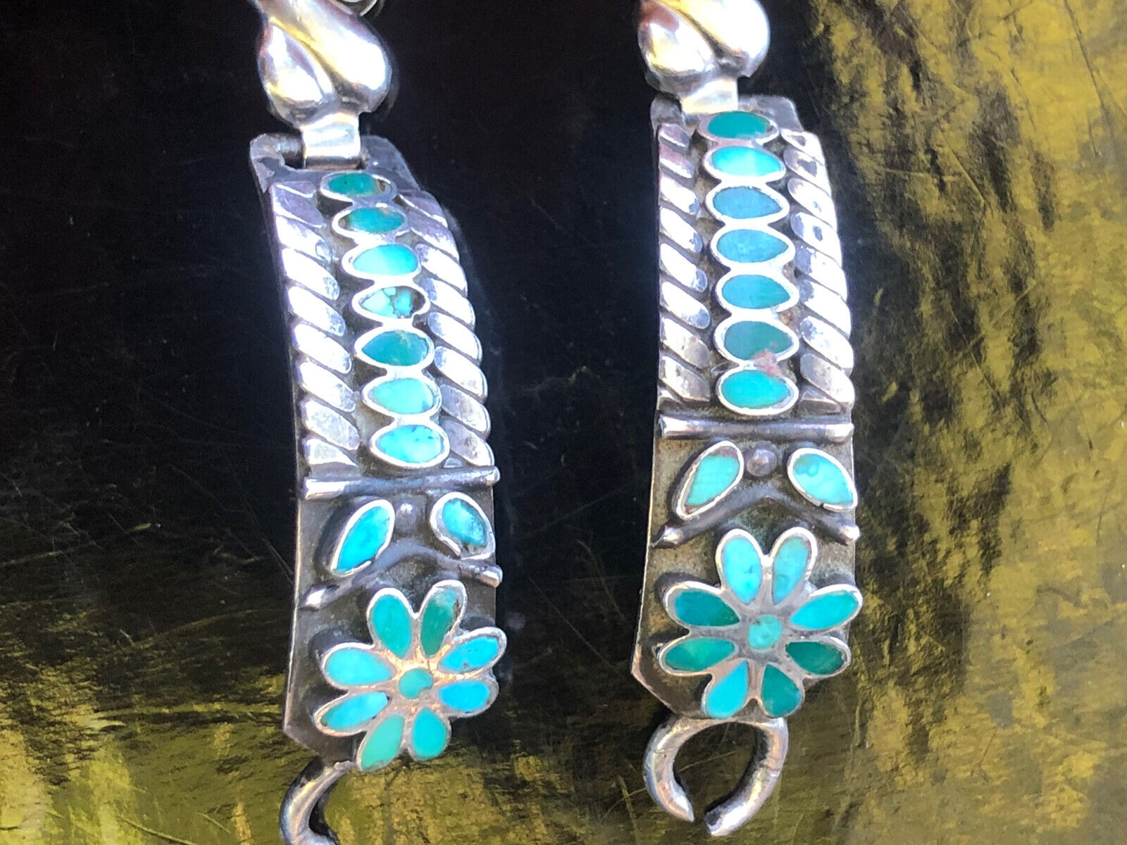 Vintage Signed RB Native American Sterling & Turquoise Ladies Watchband
