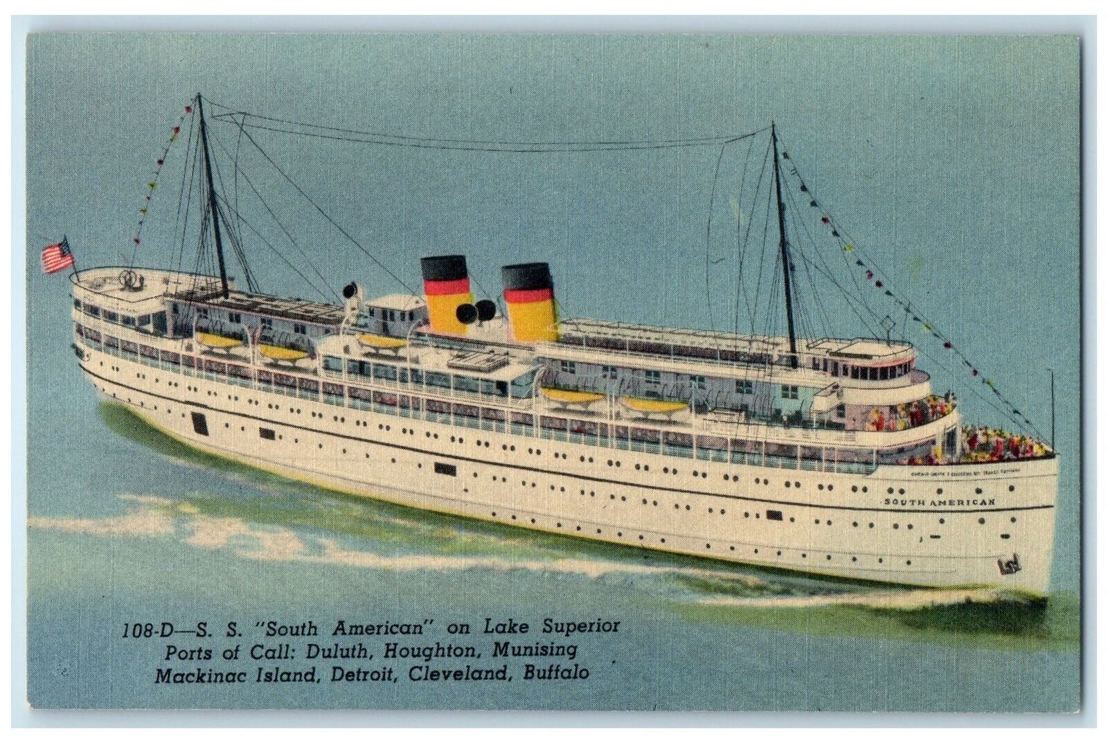 c1940\'s Steamship South American On Lake Superior Buffalo New York NY Postcard