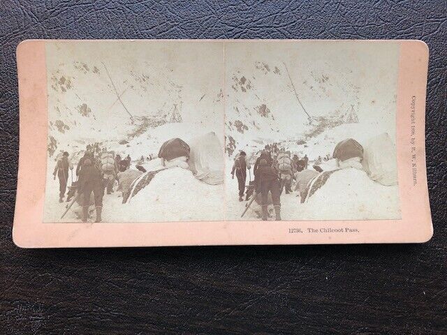 Stereoview 1898 Scene at Chilcoot Pass in Alaska Gold Rush Scene