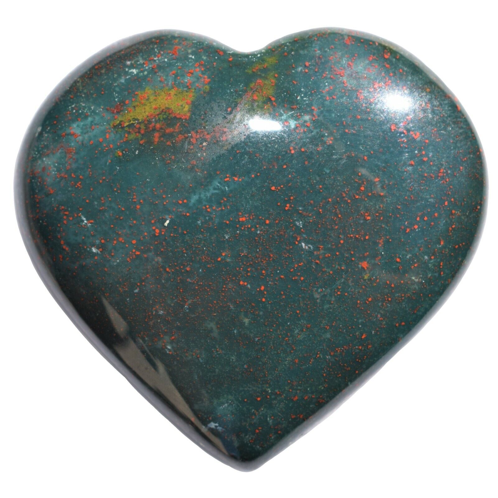 Charged Top Grade Bloodstone Crystal Puffy Heart / Palm Stone + Selenite Heart