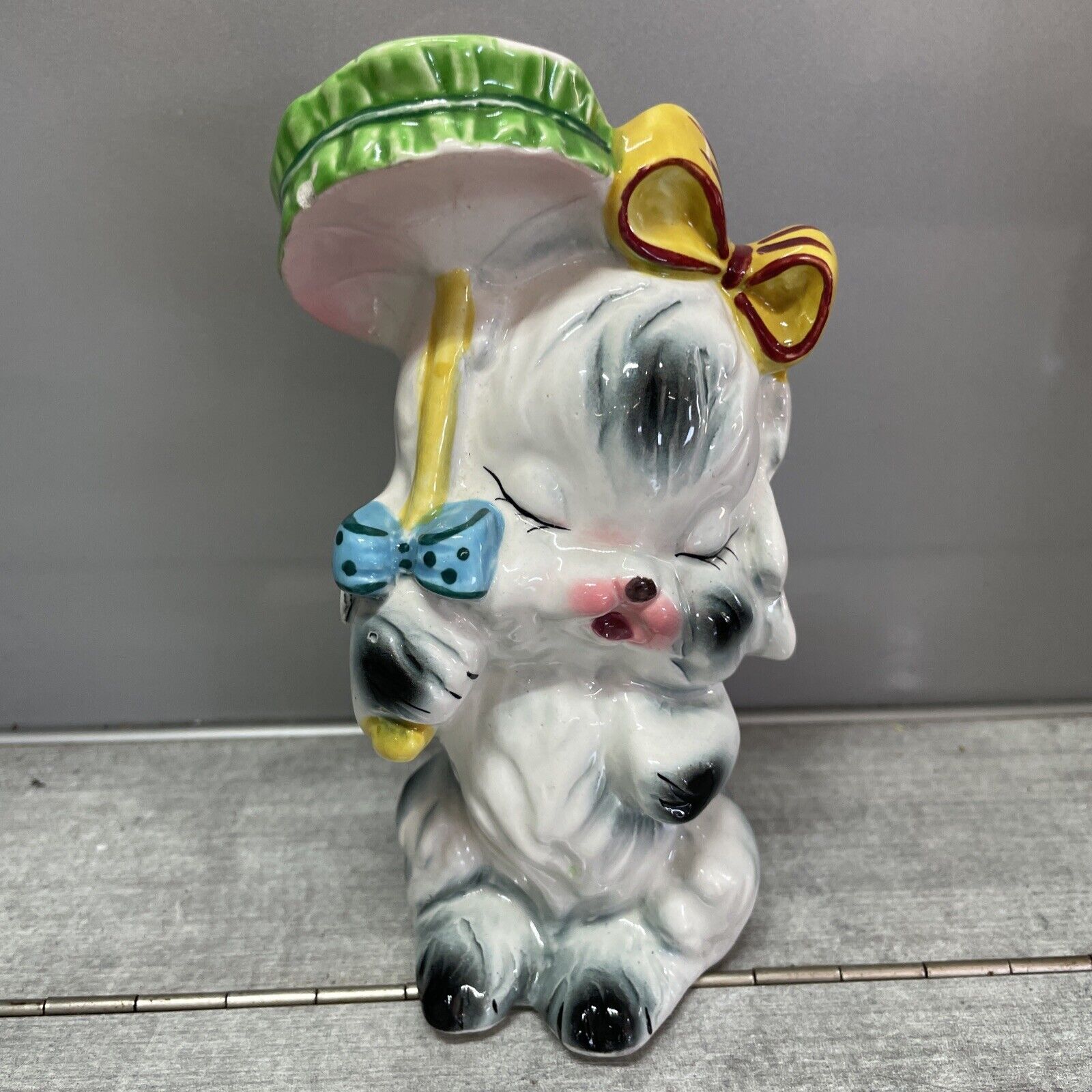 Vintage Anthropomorphic Kitsch Puppy Dog Vase Japan Nippon Porcelain 6.5” High
