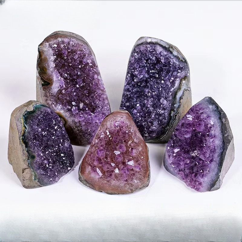 Natural Amethyst Druze Geode Quartz Crystal Cluster Reiki Healing Stone