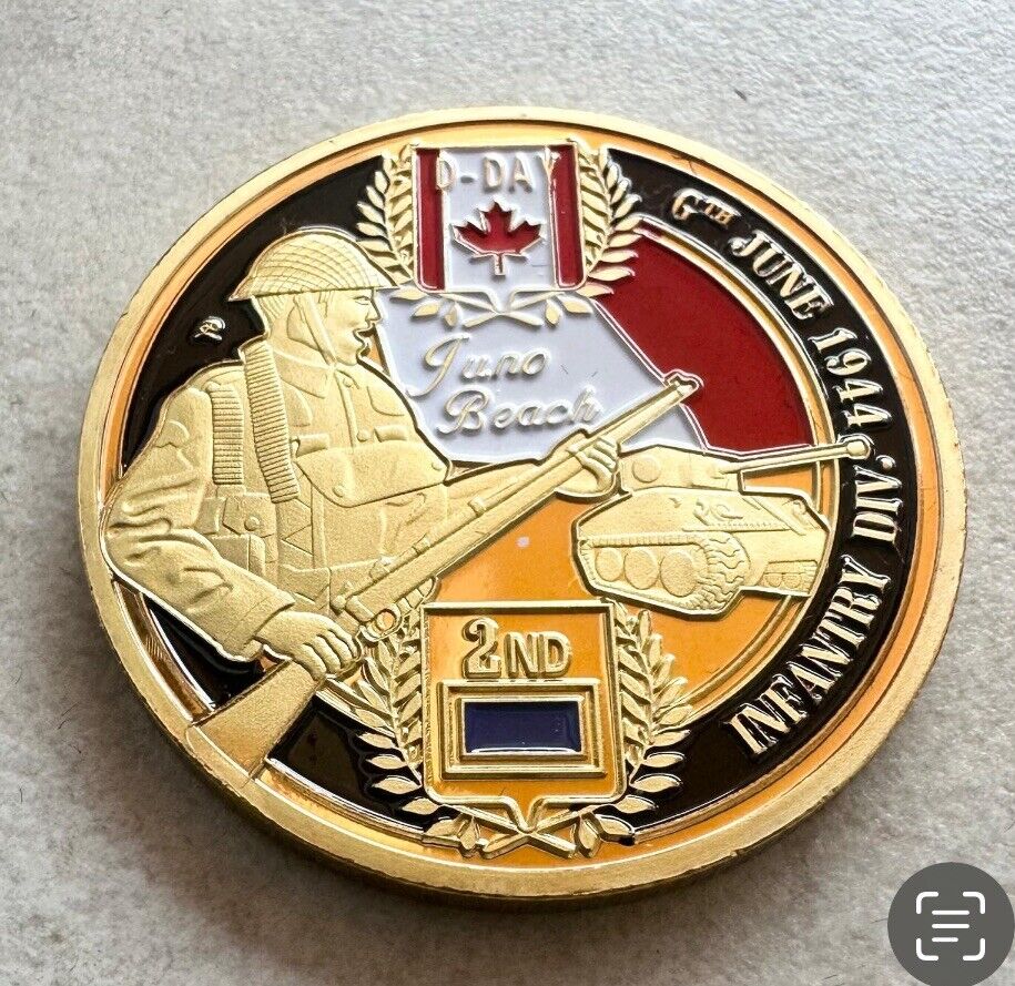 JOINT US Canada D-Day 6th June 1944 Juno Beach World War 2 Challenge Coin