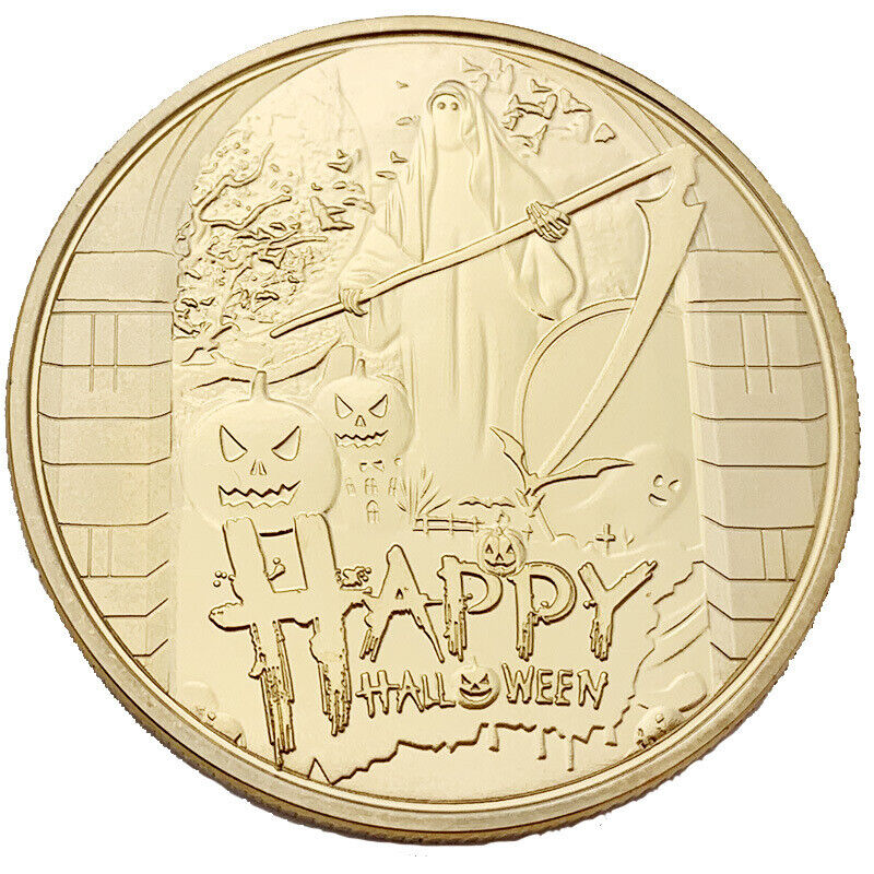U.S.A Coin Halloween Death Scarecrow Commemorative Challenge Coins Gold Plated