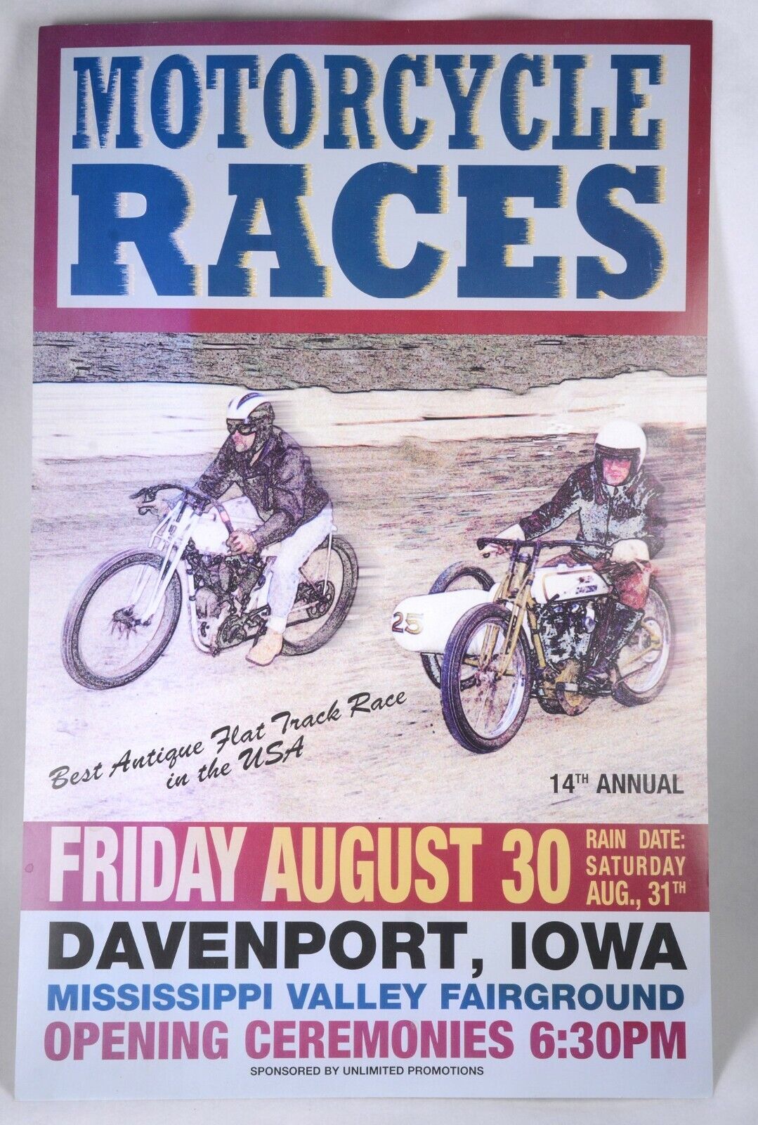 2002 14th Annual VINTAGE MOTORCYCLE RACES Davenport IA CARDBOARD  POSTER 22\
