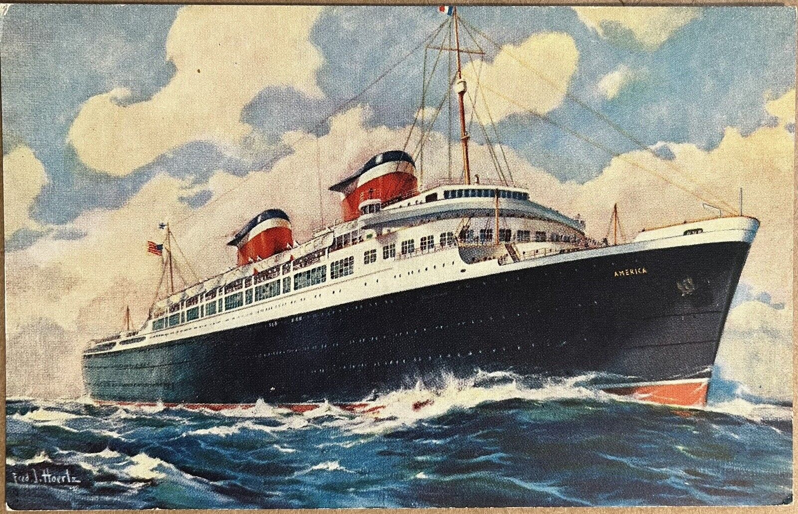 Historic S.S. America Steamer Ship Wrecked Sunk in 1994 Vintage Postcard c1940