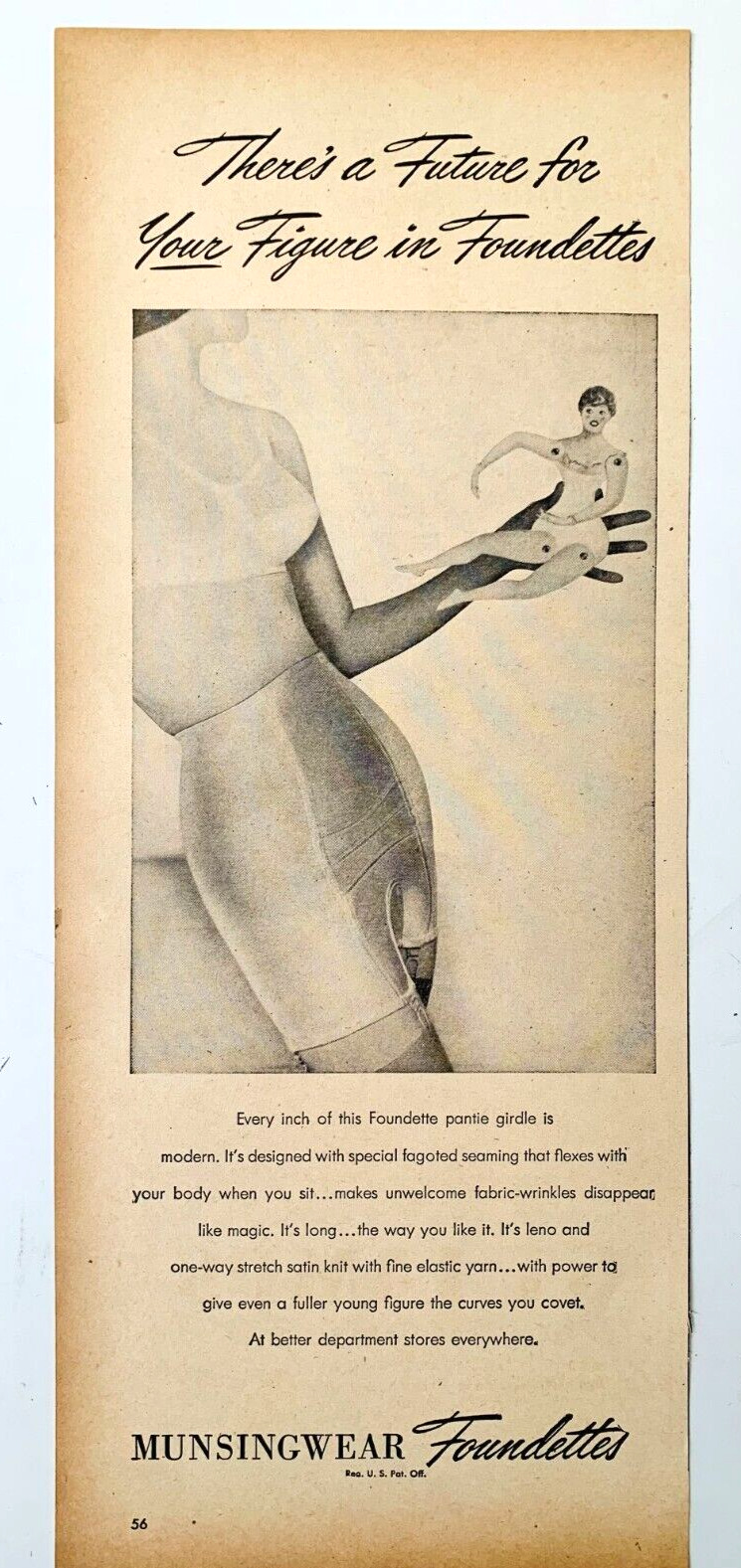1946 Munsingwear Foundettes  Print Ad 13in x5 in Womans Underwear