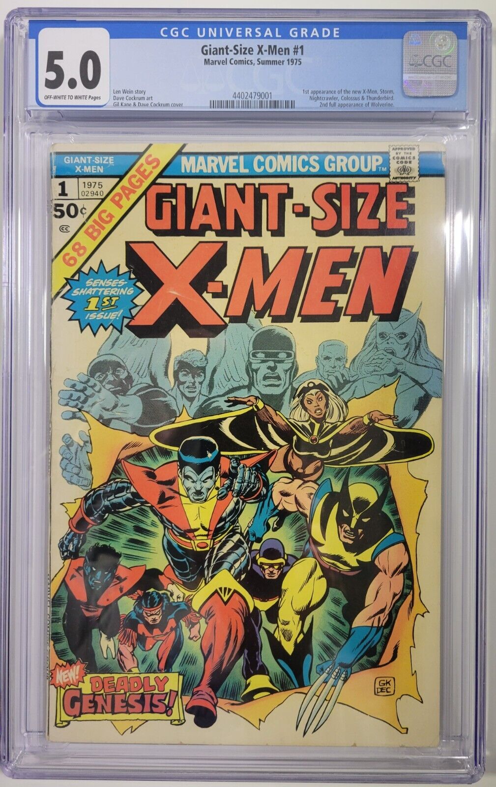 Giant Size X-Men #1 1975 CGC 5.0 OW/W 1st Appearance Storm Nightcrawler Colossus