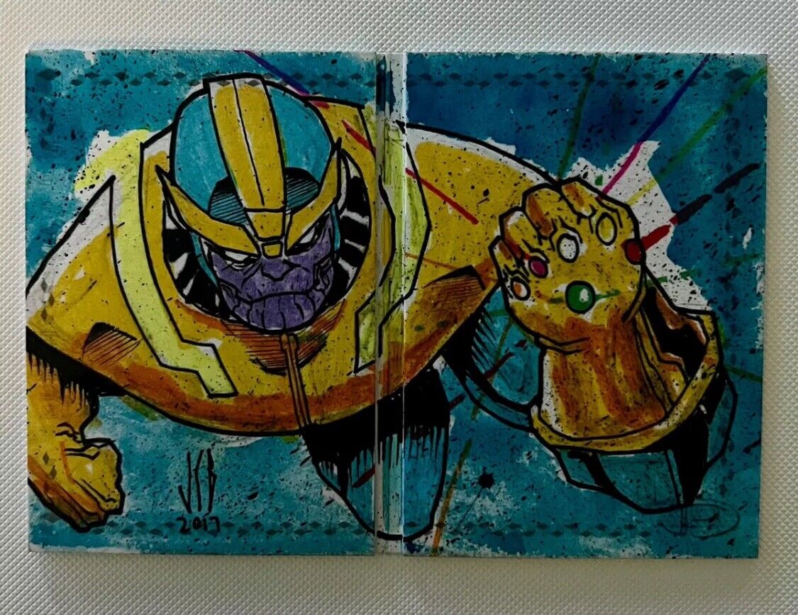 2017 Upper Deck Marvel Premier Sketch Card Booklet - Thanos by Jeffrey BENITEZ
