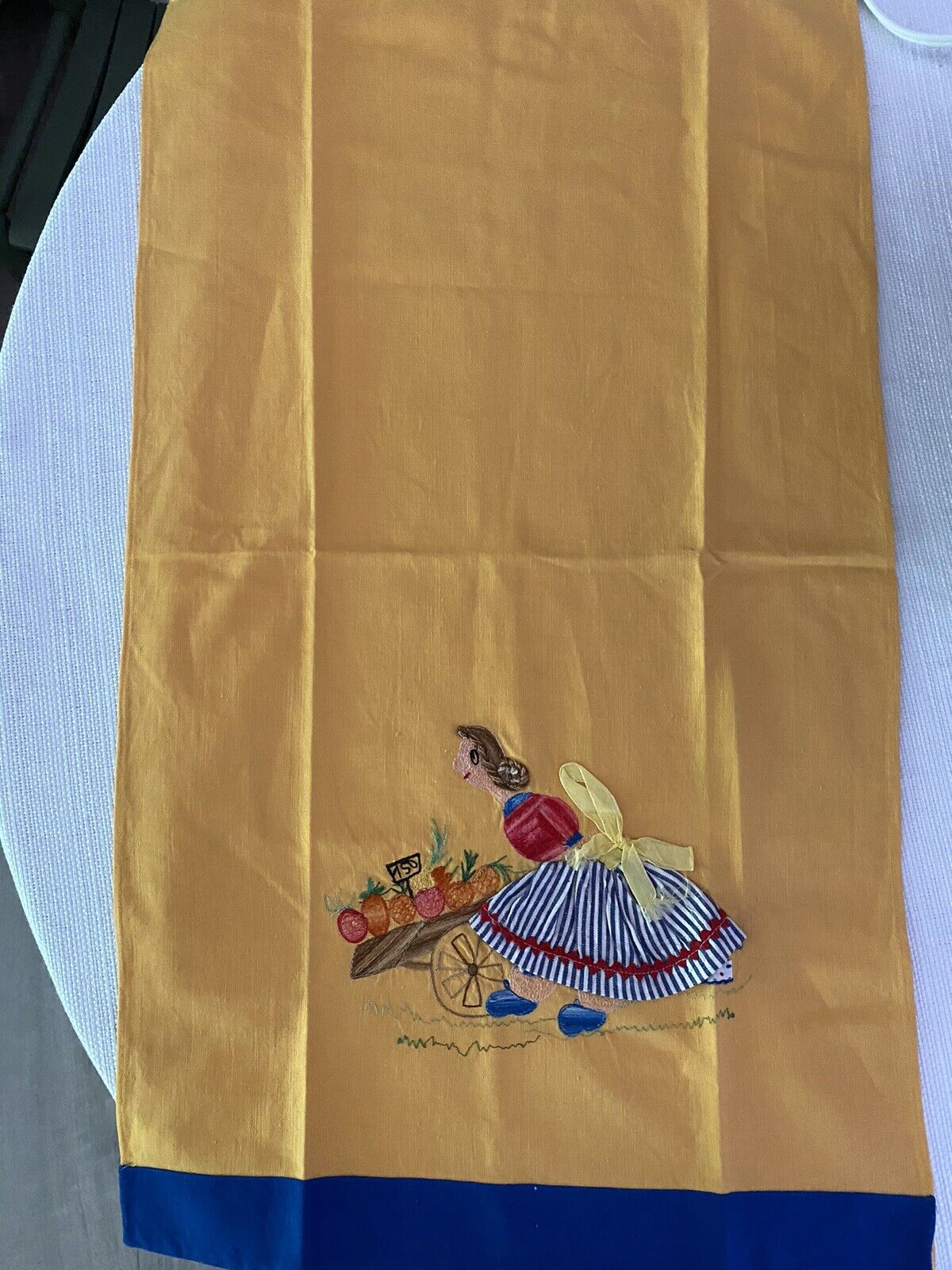 vintage hand embroidered tea towel