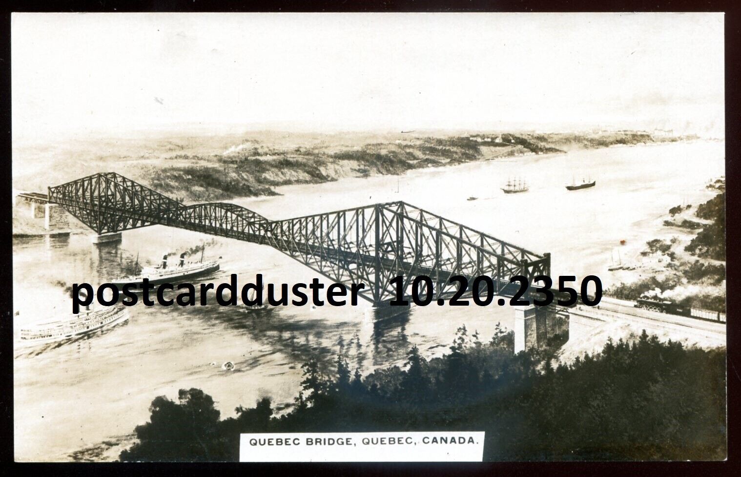QUEBEC CITY 1920s Bridge. Steamers. Real Photo Postcard 