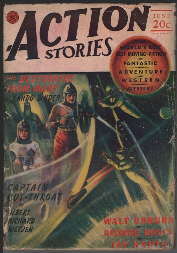 Action Stories 1940 June. Science Fiction cover.