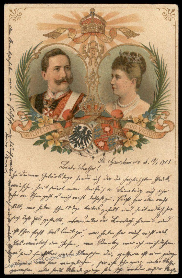 Germany 1901 Kaiser Wilhelm II and Wife Jubilee Patriotic Card 79803