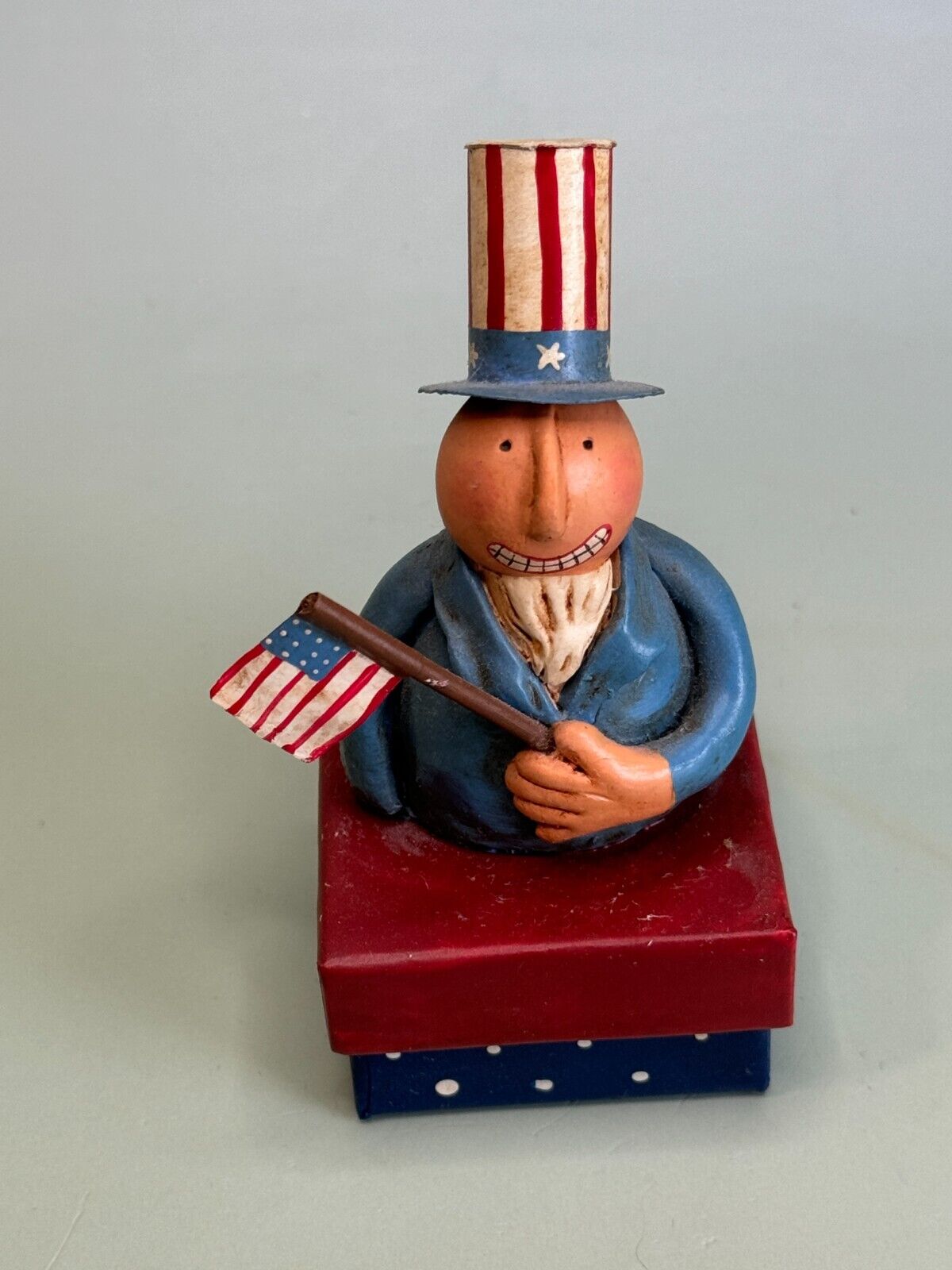 Robin Kelso Peanut Gallery Uncle Sam Patriotic Trinket Box 2005 Demdaco Folk Art
