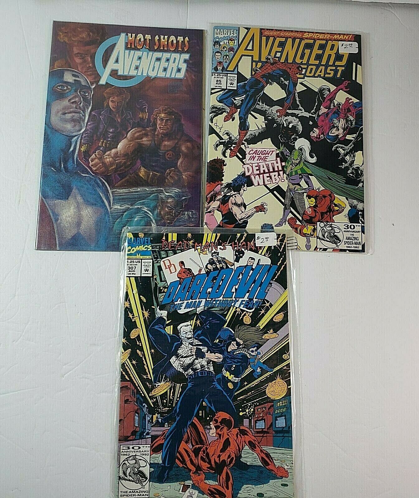 Lot 3 Marvel Comics DAREDEVIL #307, Avengers Hot Shots, West Coast #85  -1990\'s