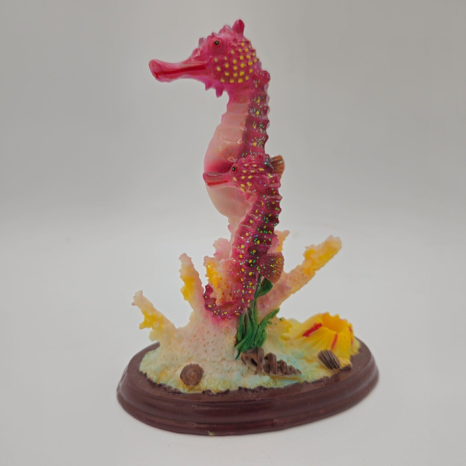 Vintage Polyresin Colorful Purple Seahorse Figurine , Ceramic World Brooklyn NY